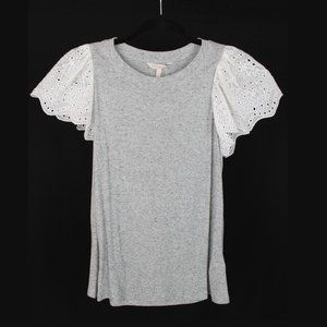 Rebecca Taylor Grey & White Livy Top NEW $225